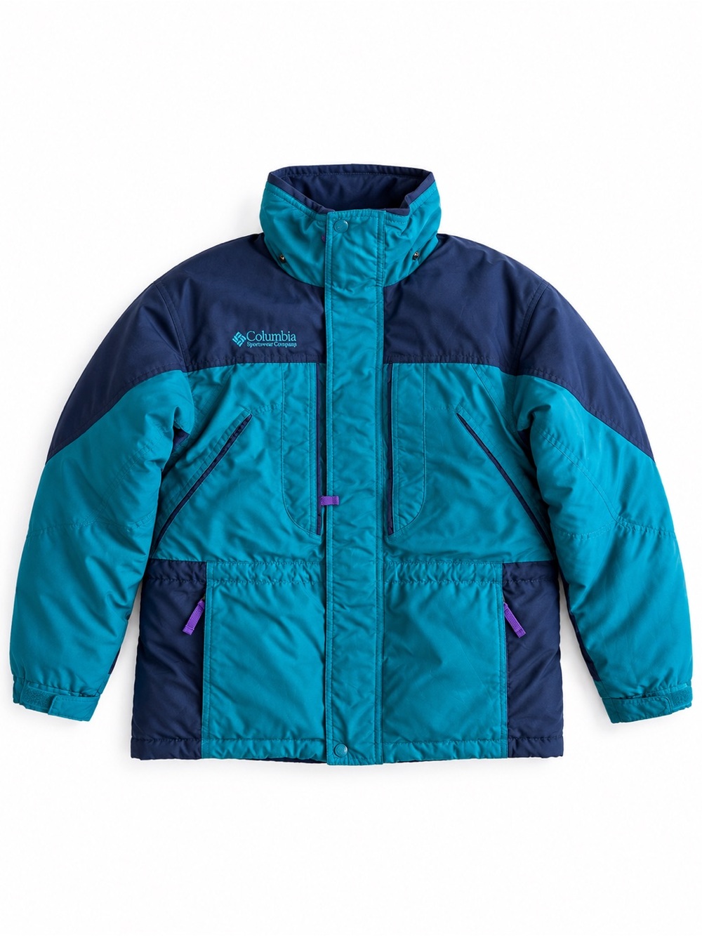 Columbia Kids Vintage 90s Ski Jacket Winter Parka Puffer Blue Teal Kids 10/12